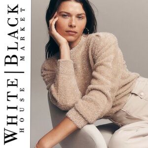 White House Black Market Women's Beige Crew Neck Sweater